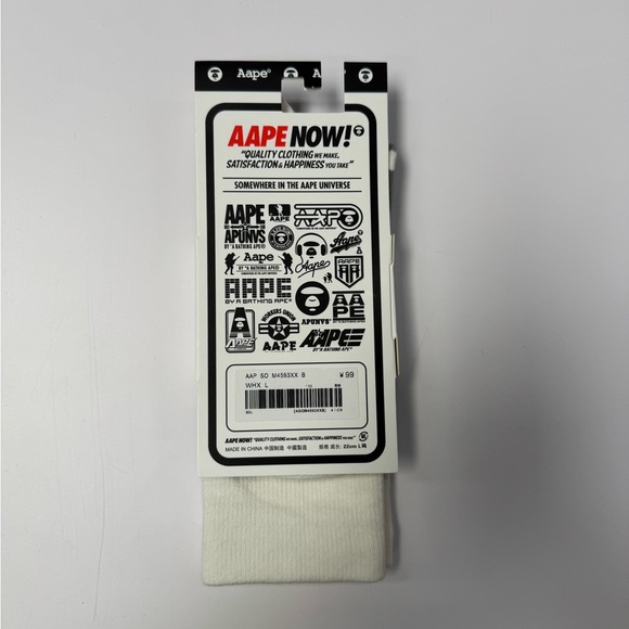 Bape Crew Socks Mens Womens Unisex Size 9-11 White Gray Camo Circle Logo Skate - Picture 2 of 2